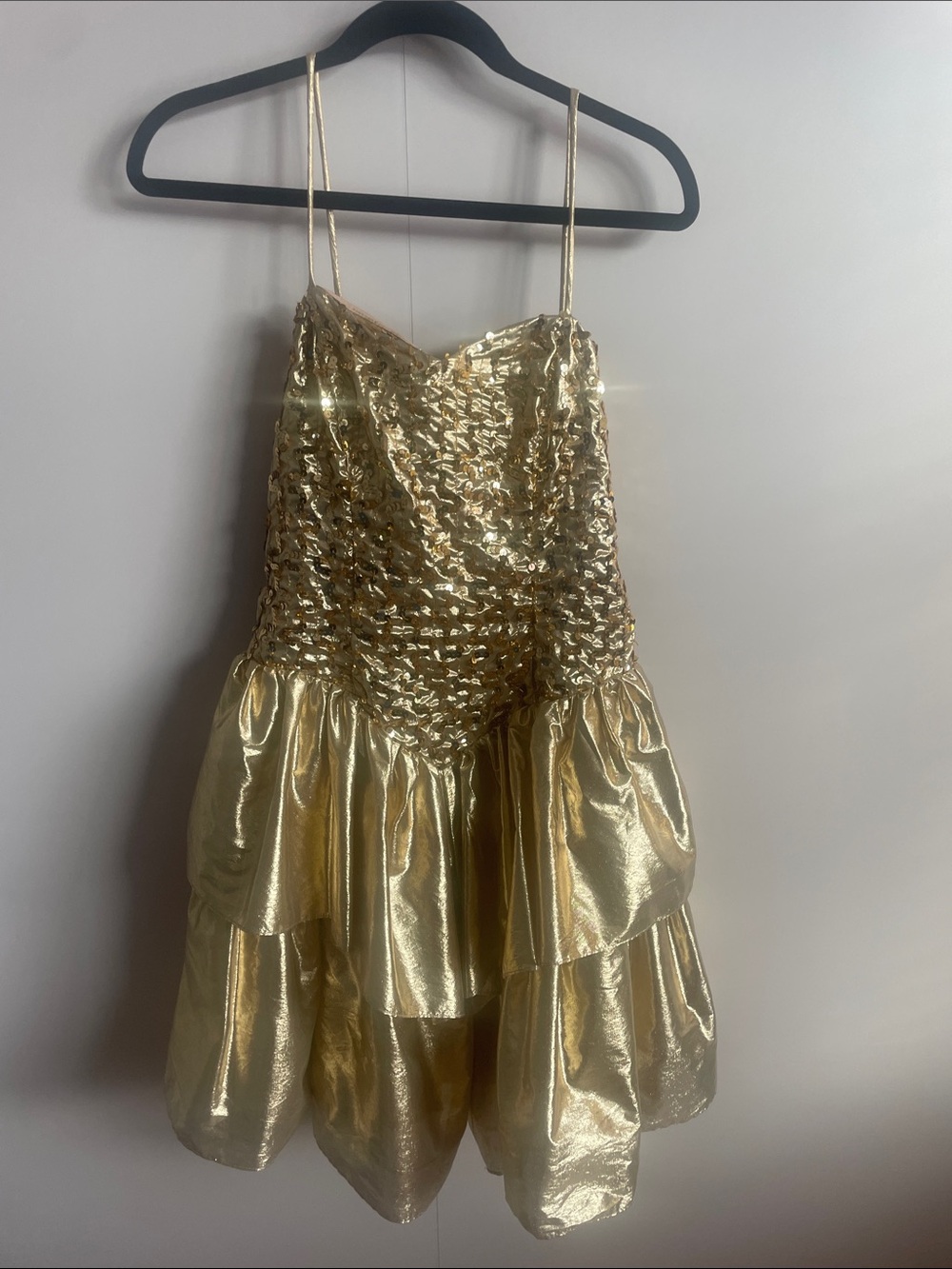 Steppin' Out Gold Metallic Prom Dress